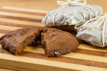 cookies chocolate in table wood