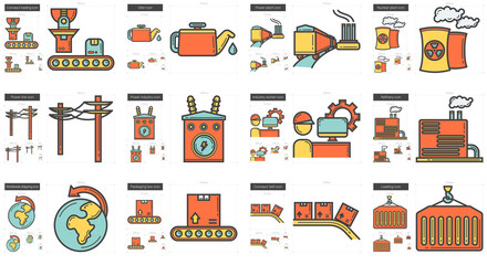 Industry line icon set.