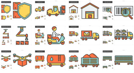 Industry line icon set.