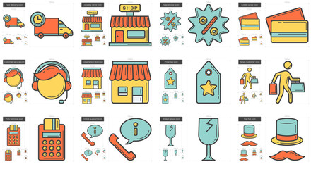 Shopping line icon set.