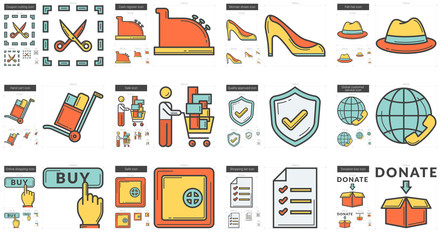 Shopping line icon set.