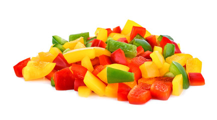 Peppers slices of three colors background