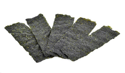 Sheet of dried seaweed, Crispy seaweed isolated on white background