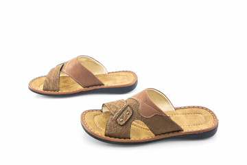 Men brown leather sandals or flip flop shoes.