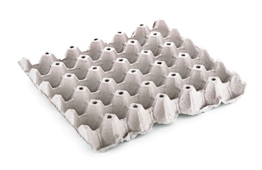 Fototapeta premium Carton egg-box with brown on white background
