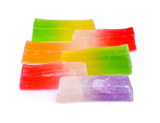 Crispy Jelly (Thai Traditional Dessert) isolate on white background, closeup