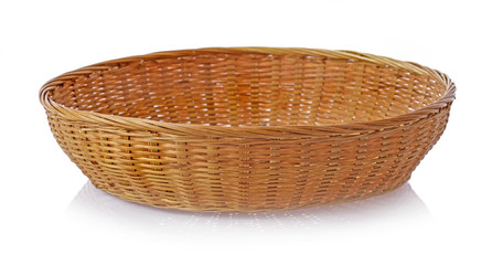 vintage weave wicker basket isolated on white background