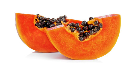 Slice ripe papaya isolated on the white background.
