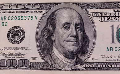 Close-up photo of one hundred dollars bill