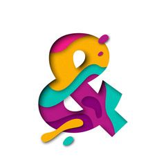 Paper cut And Ampersand symbol currency. Realistic 3D multi layers papercut effect