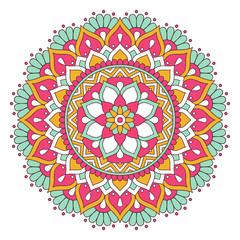 Flower Mandala. Vintage decorative elements. Oriental pattern, vector illustration. Islam, Arabic, Indian, moroccan,spain, turkish, pakistan, chinese, mystic, ottoman motifs. Coloring book page