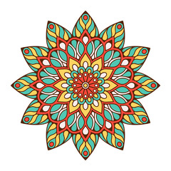 Flower Mandala. Vintage decorative elements. Oriental pattern, vector illustration. Islam, Arabic, Indian, moroccan,spain, turkish, pakistan, chinese, mystic, ottoman motifs. Coloring book page