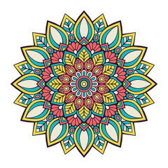 Flower Mandala. Vintage decorative elements. Oriental pattern, vector illustration. Islam, Arabic, Indian, moroccan,spain, turkish, pakistan, chinese, mystic, ottoman motifs. Coloring book page