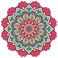 Flower Mandala. Vintage decorative elements. Oriental pattern, vector illustration. Islam, Arabic, Indian, moroccan,spain, turkish, pakistan, chinese, mystic, ottoman motifs. Coloring book page