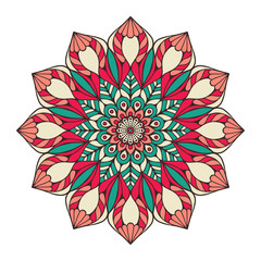 Flower Mandala. Vintage decorative elements. Oriental pattern, vector illustration. Islam, Arabic, Indian, moroccan,spain, turkish, pakistan, chinese, mystic, ottoman motifs. Coloring book page
