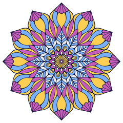 Flower Mandala. Vintage decorative elements. Oriental pattern, vector illustration. Islam, Arabic, Indian, moroccan,spain, turkish, pakistan, chinese, mystic, ottoman motifs. Coloring book page