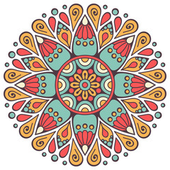 Flower Mandala. Vintage decorative elements. Oriental pattern, vector illustration. Islam, Arabic, Indian, moroccan,spain, turkish, pakistan, chinese, mystic, ottoman motifs. Coloring book page