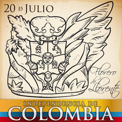 Hand Drawn Llorente's Flower Vase Broken for Colombia Independence Day, Vector Illustration