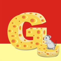 letter G of cheese and mouse