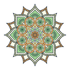 Flower Mandala. Vintage decorative elements. Oriental pattern, vector illustration. Islam, Arabic, Indian, moroccan,spain, turkish, pakistan, chinese, mystic, ottoman motifs. Coloring book page
