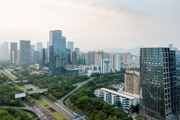 panoramic view of cityscape,midtown skyline,shot in China.