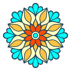 Flower Mandala. Vintage decorative elements. Oriental pattern, vector illustration. Islam, Arabic, Indian, moroccan,spain, turkish, pakistan, chinese, mystic, ottoman motifs. Coloring book page