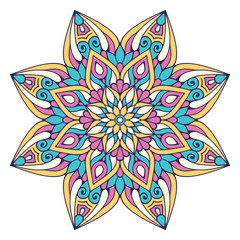 Flower Mandala. Vintage decorative elements. Oriental pattern, vector illustration. Islam, Arabic, Indian, moroccan,spain, turkish, pakistan, chinese, mystic, ottoman motifs. Coloring book page
