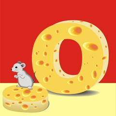 letter O of cheese and mouse