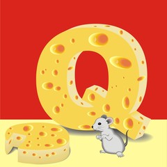 letter Q of cheese and mouse