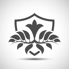 Abstract shield insignia with shadow. Template shield emblem.