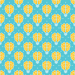 Idea pattern design - seamless pattern with brain lamp