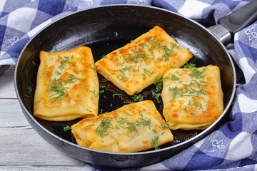 close-up of delicious mozzarella stuffed crepes