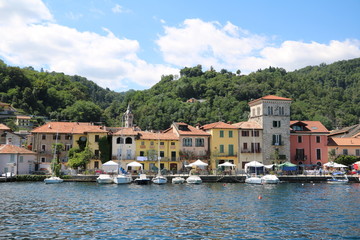 Fototapeta na wymiar Lake Orta and Pella in summer, Piedmont Italy 