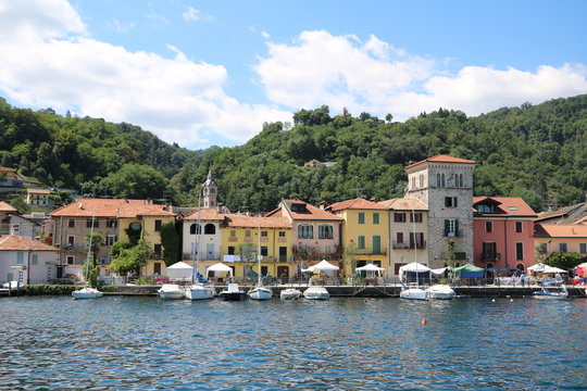 Lake Orta and Pella in summer, Piedmont Italy 