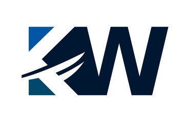 KW Negative Space Square Swoosh Letter Logo