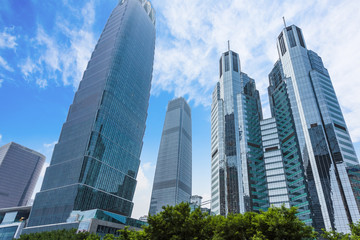 Skyscrapers from a low angle view in Shanghai,China.
