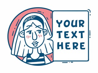 Comic portrait of a girl talking