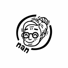 logo portrait old woman with glasses Nan