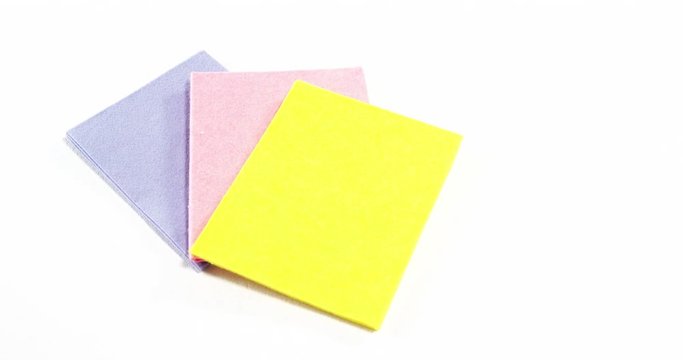 Close-up of multicolor cleaning sponge