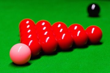 Snooker balls on table