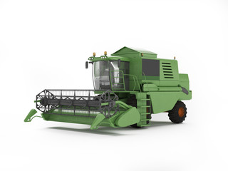 Green combine separately on a white background. 3D rendering