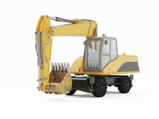 Fototapeta premium Excavator on a white background. 3D rendering 