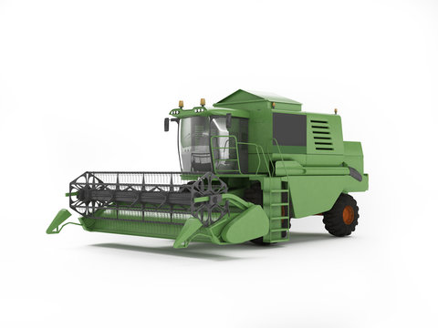 Green combine separately on a white background. 3D rendering