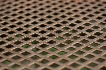 Texture of stainless steel, perforated sheet metal