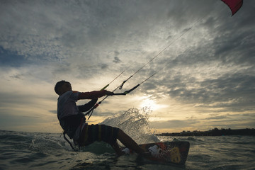 Kite surfing.