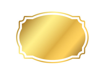 Gold frame. Beautiful simple golden design. Vintage style decorative border isolated white background. Elegant gold art frame. Empty copy space decoration, photo, banner Vector illustration