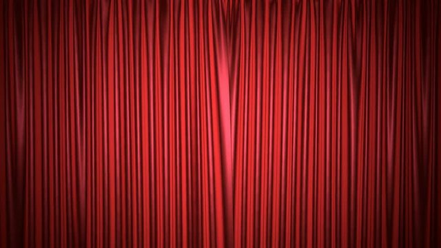 Movie theater red curtain opening 3D animation with both chroma key and alpha mask included