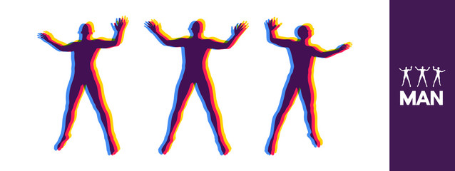 Silhouette of a standing man. Vector illustration.