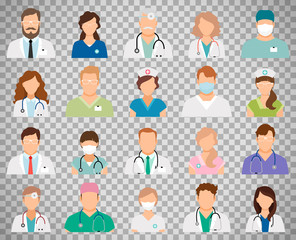 Doctor avatars on transparent background