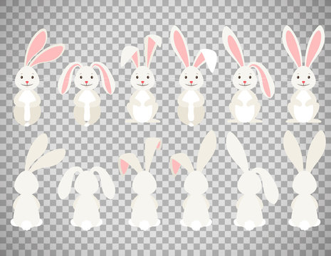 Easter cartoon bunny on transparent background